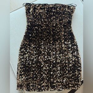 Dynamite Black and Gold Sequin Mini Dress
